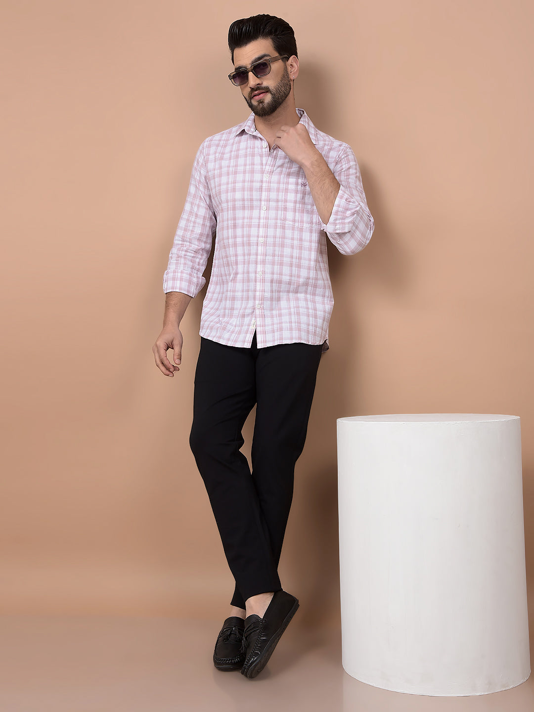 Pink Checked 100% Cotton Shirt