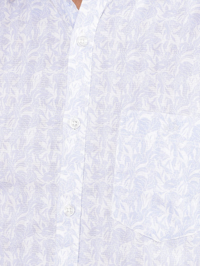 Blue Floral Print 100% Cotton Shirt-Men Shirts-Crimsoune Club