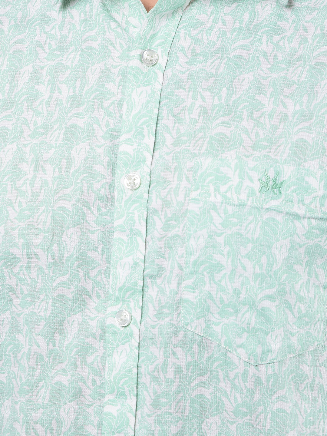 Green Floral Print 100% Cotton Shirt-Men Shirts-Crimsoune Club