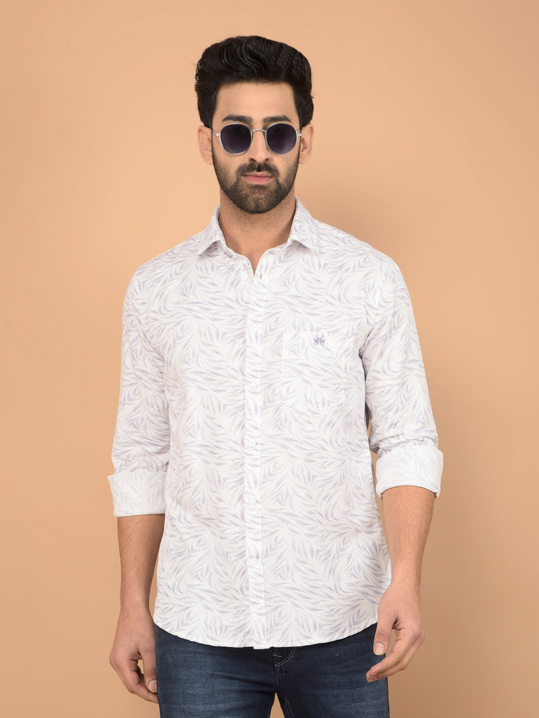 Purple Printed Shirt-Men Shirts-Crimsoune Club