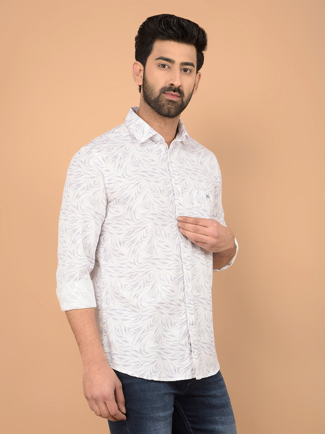 Purple Printed Shirt-Men Shirts-Crimsoune Club