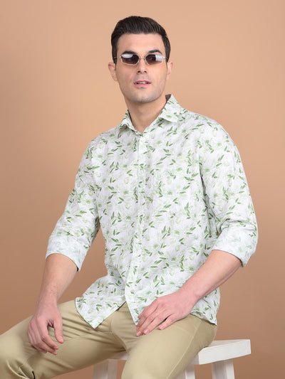 Green Floral Print 100% Cotton Shirt