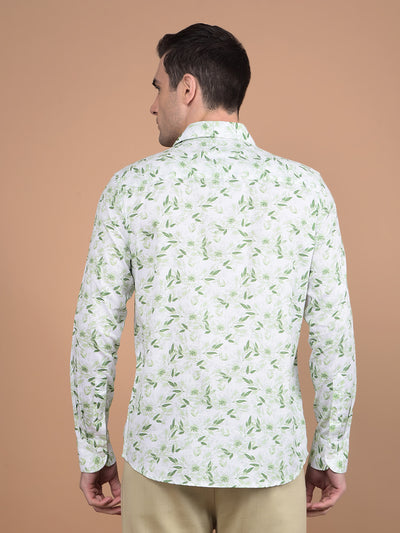 Green Floral Print 100% Cotton Shirt