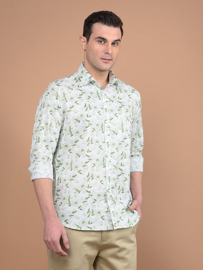 Green Floral Print 100% Cotton Shirt