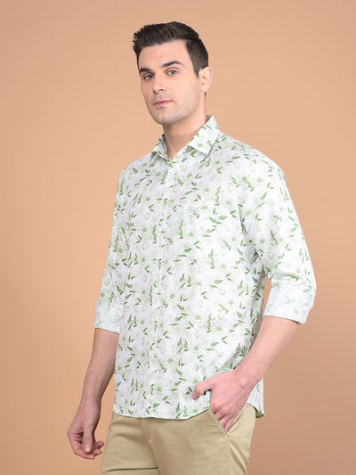 Green Floral Print 100% Cotton Shirt