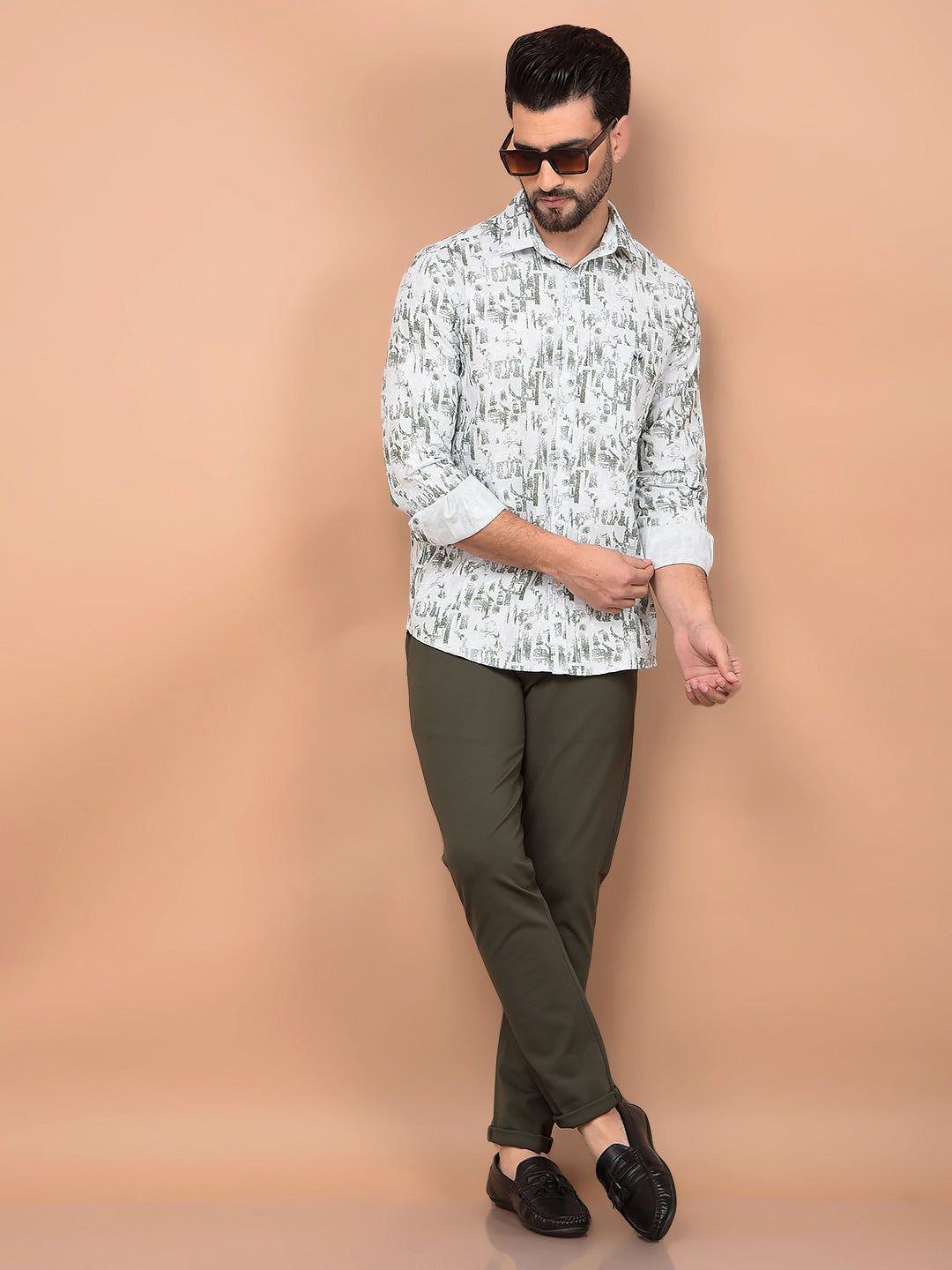 Green Printed 100% Cotton Shirt