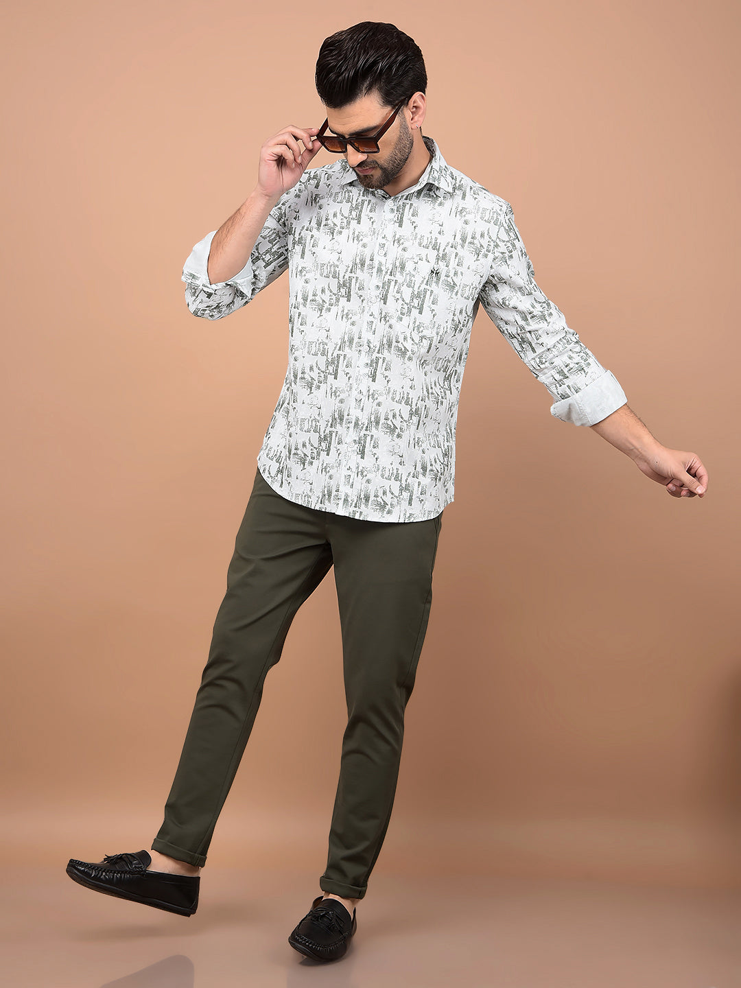 Green Printed 100% Cotton Shirt