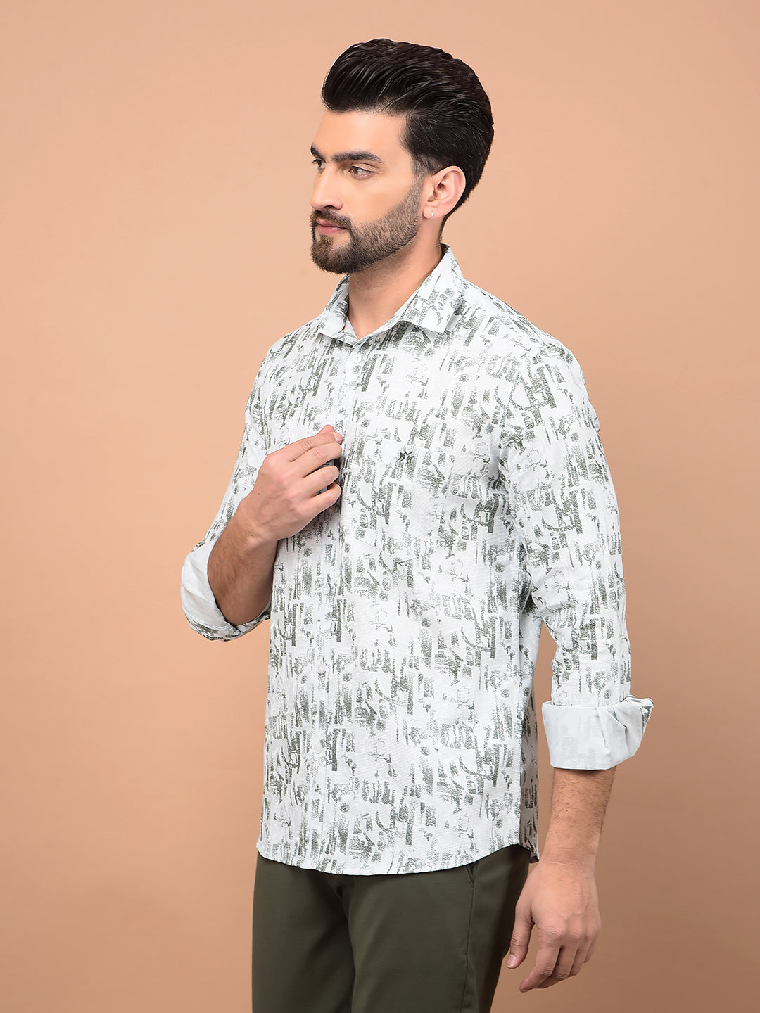 Green Printed 100% Cotton Shirt