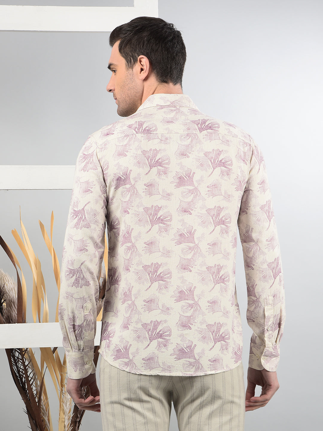 Purple Floral Print Shirt-Men Shirts-Crimsoune Club