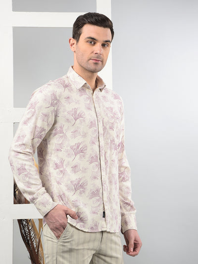 Purple Floral Print Shirt-Men Shirts-Crimsoune Club