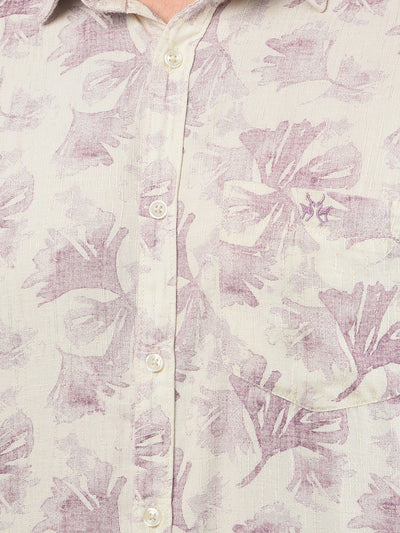 Purple Floral Print Shirt-Men Shirts-Crimsoune Club