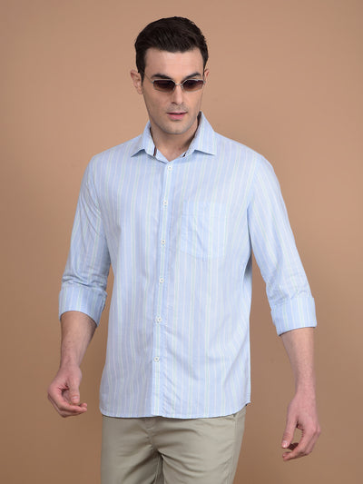 Blue Vertical Stripes 100% Cotton Shirt