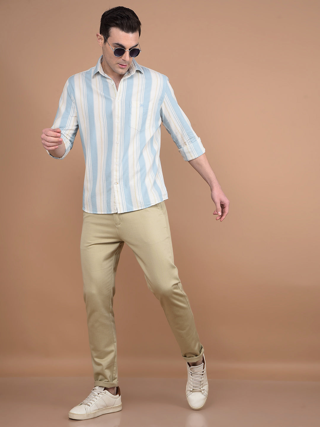 Blue Vertical Stripes 100% Cotton Shirt