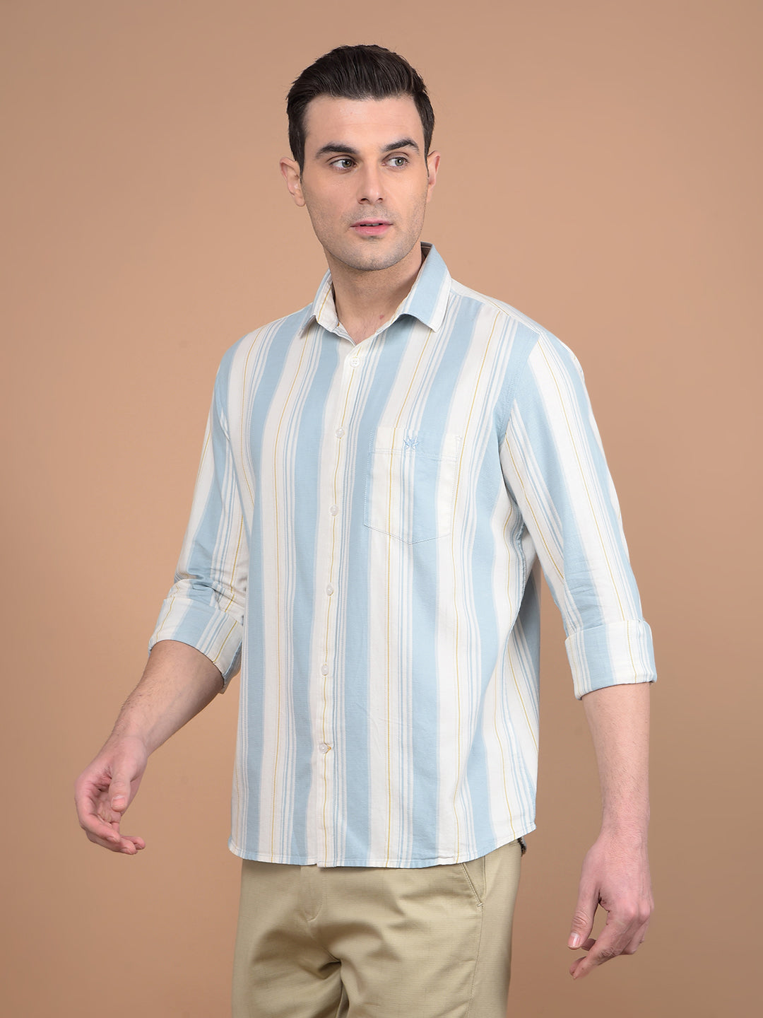 Blue Vertical Stripes 100% Cotton Shirt