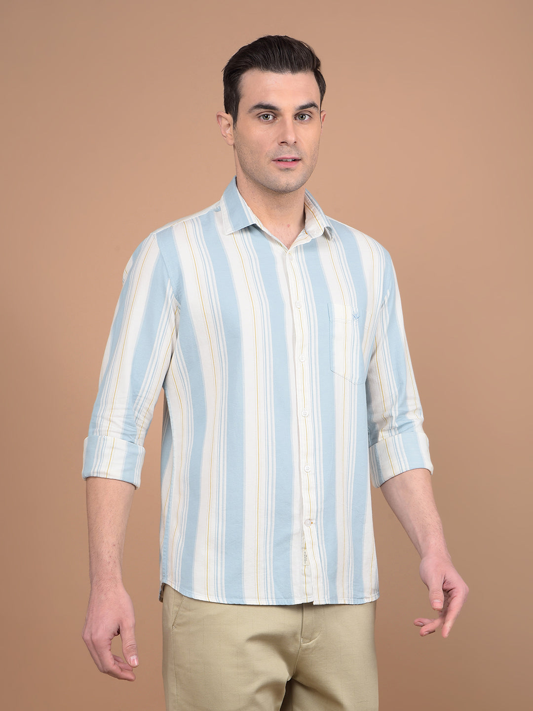 Blue Vertical Stripes 100% Cotton Shirt