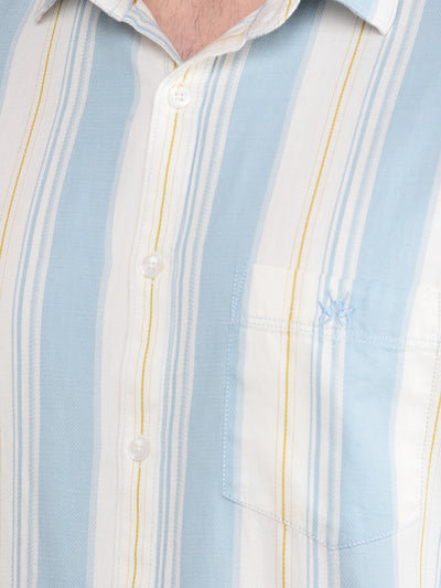 Blue Vertical Stripes 100% Cotton Shirt