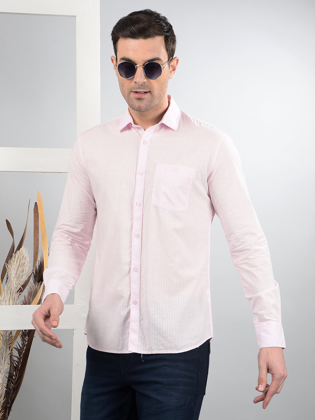 Pink Printed Shirt-Men Shirts-Crimsoune Club