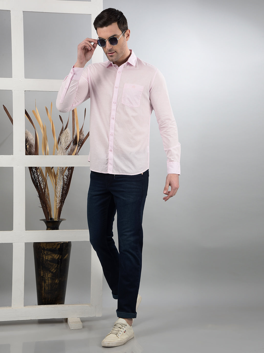 Pink Printed Shirt-Men Shirts-Crimsoune Club