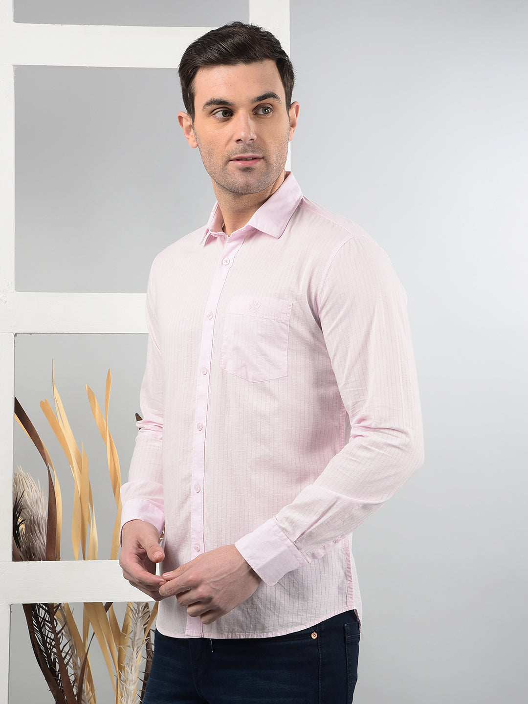 Pink Printed Shirt-Men Shirts-Crimsoune Club