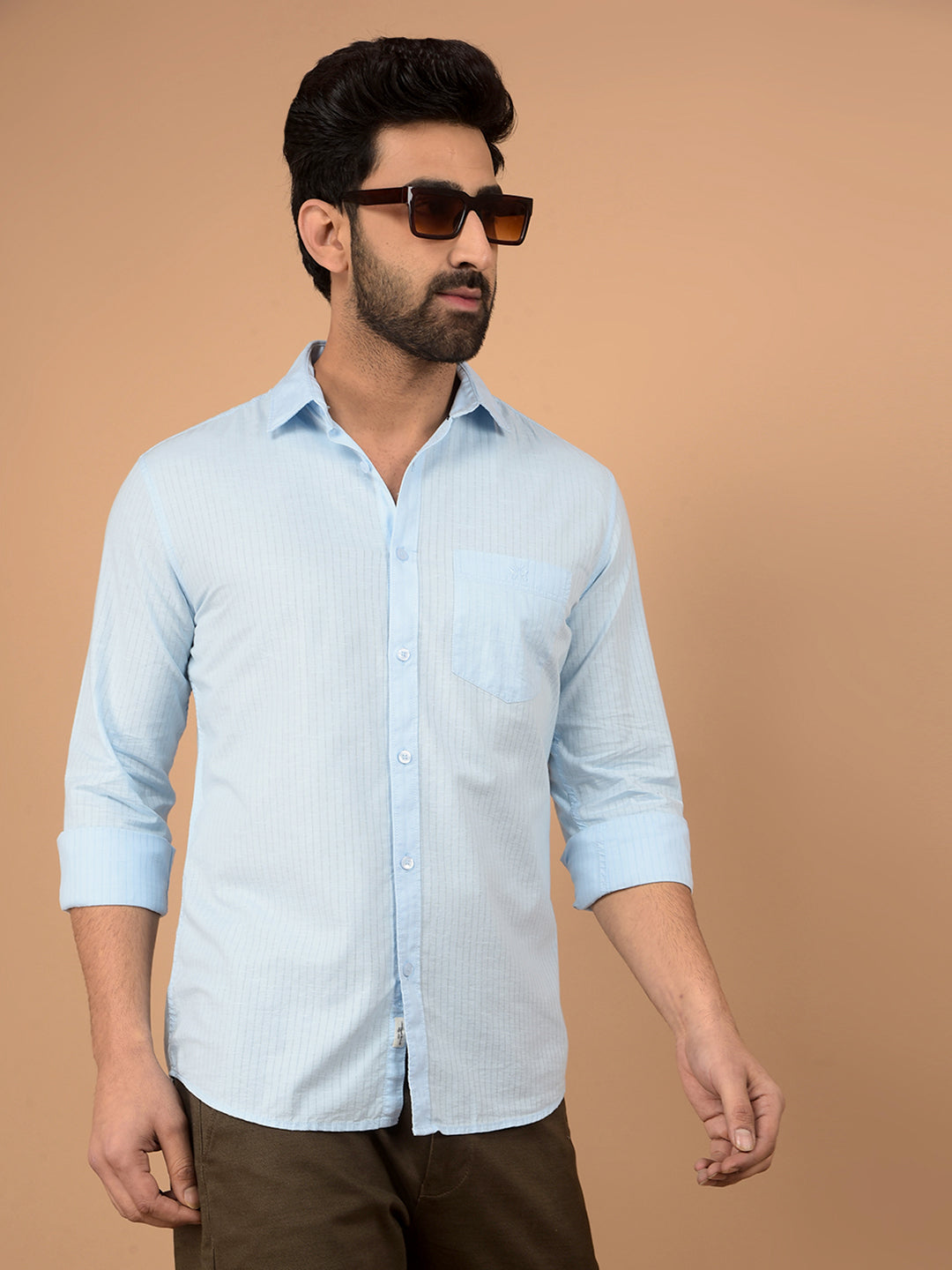 Blue Printed Shirt-Men Shirts-Crimsoune Club