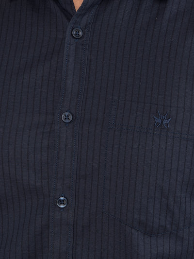 Navy Blue Printed Shirt-Men Shirts-Crimsoune Club