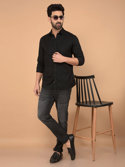 Black Printed Shirt-Men Shirts-Crimsoune Club