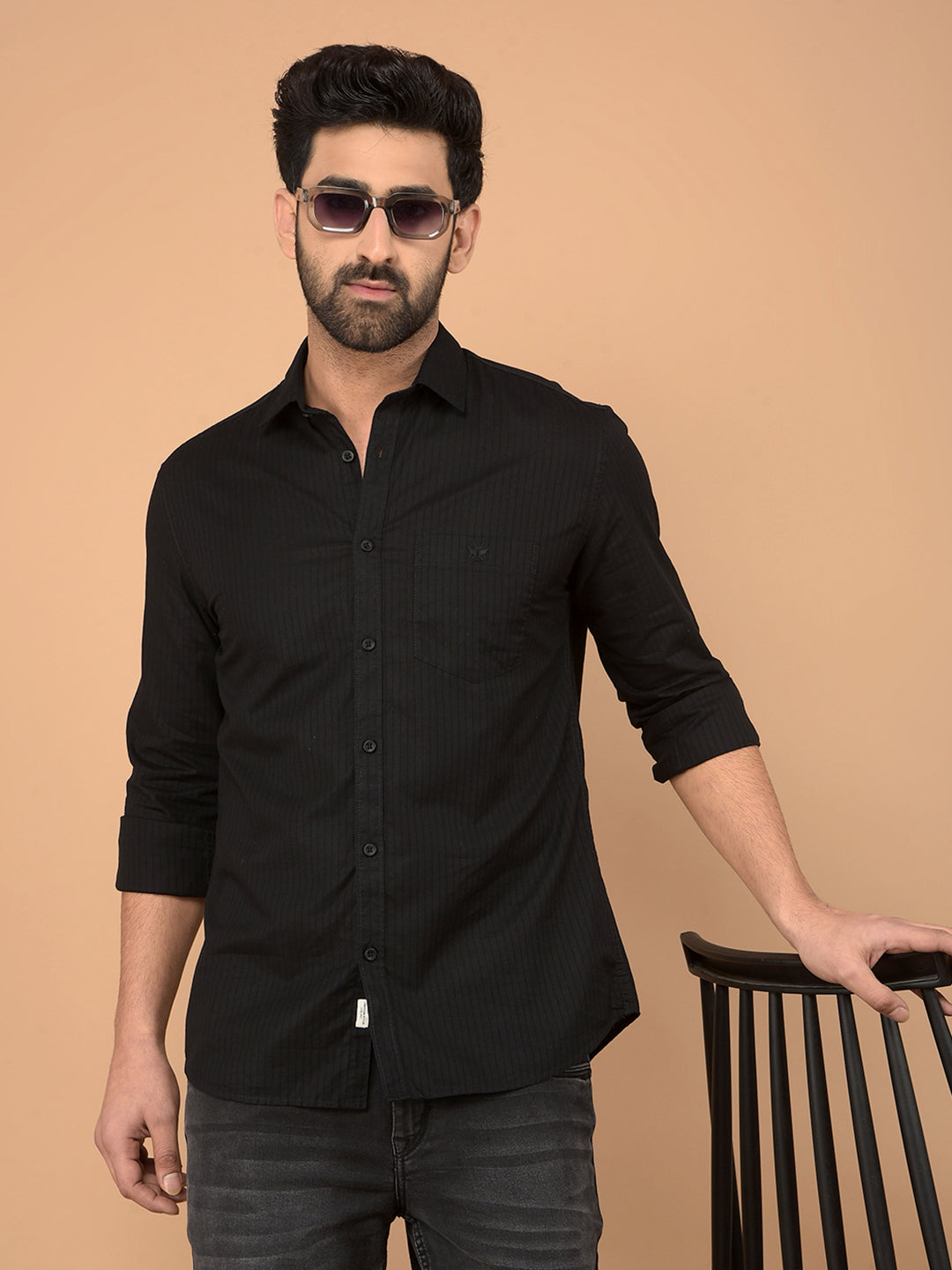 Black Printed Shirt-Men Shirts-Crimsoune Club