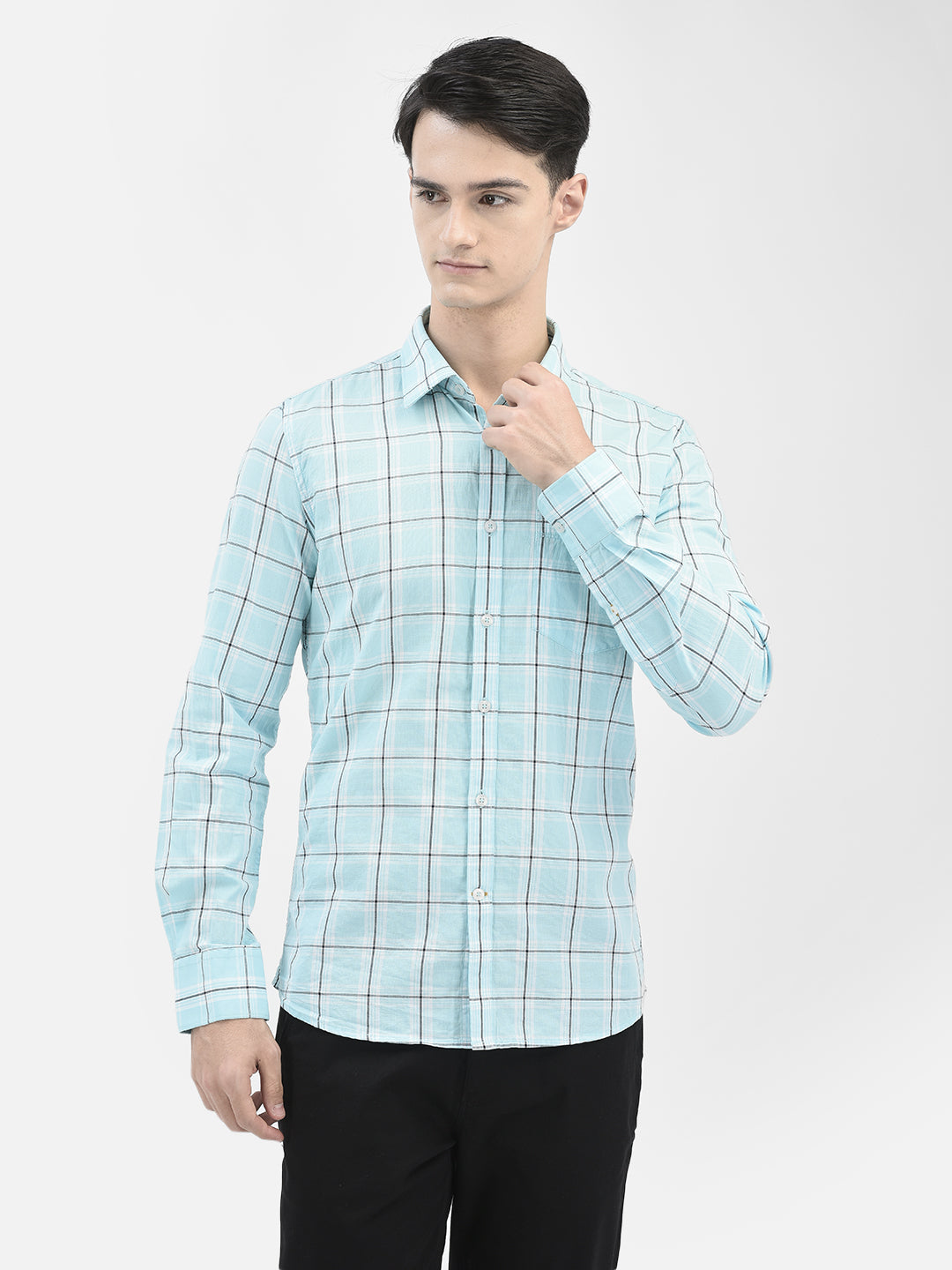 Blue Checked Shirt-Men Shirts-Crimsoune Club