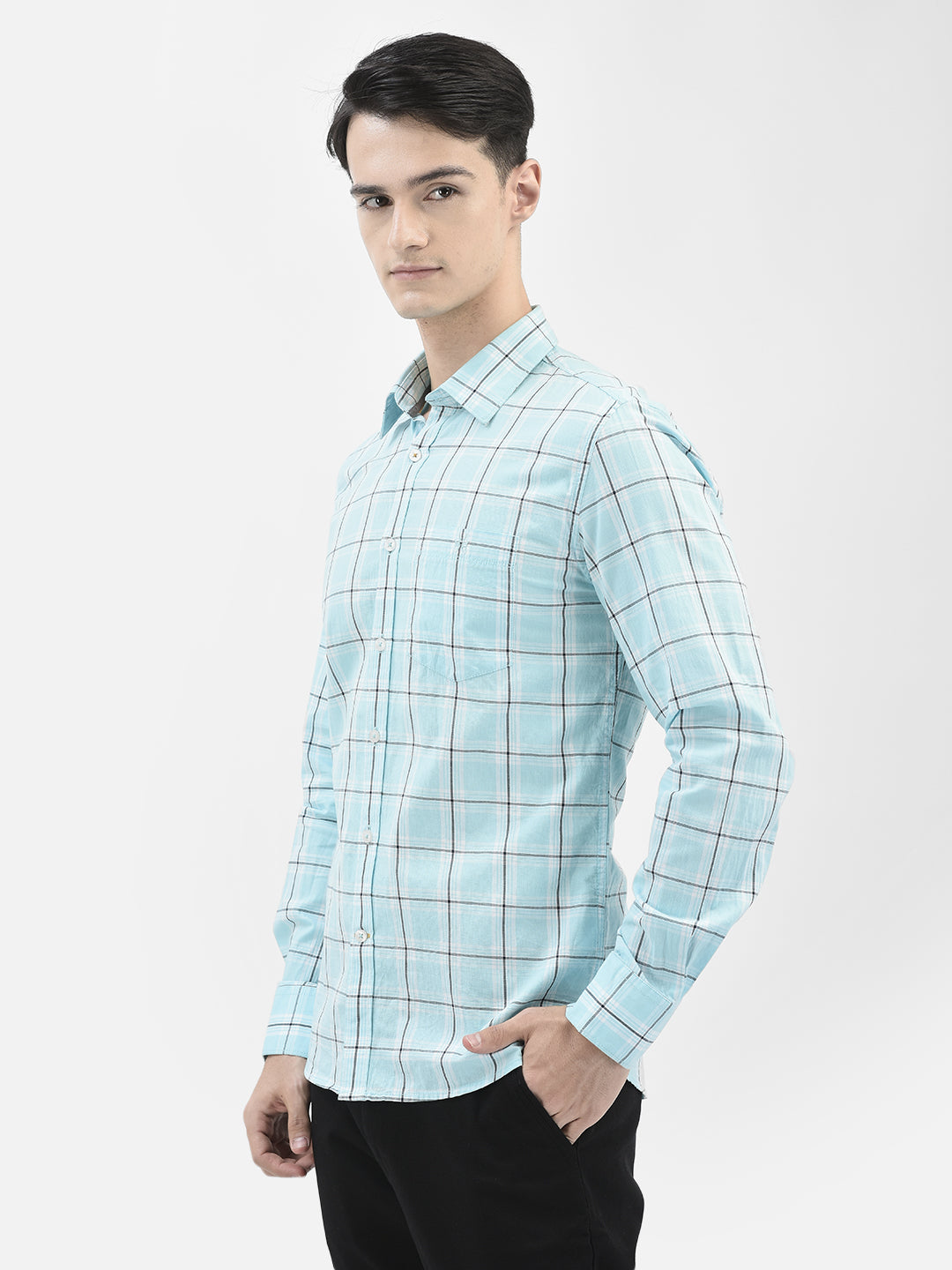 Blue Checked Shirt-Men Shirts-Crimsoune Club