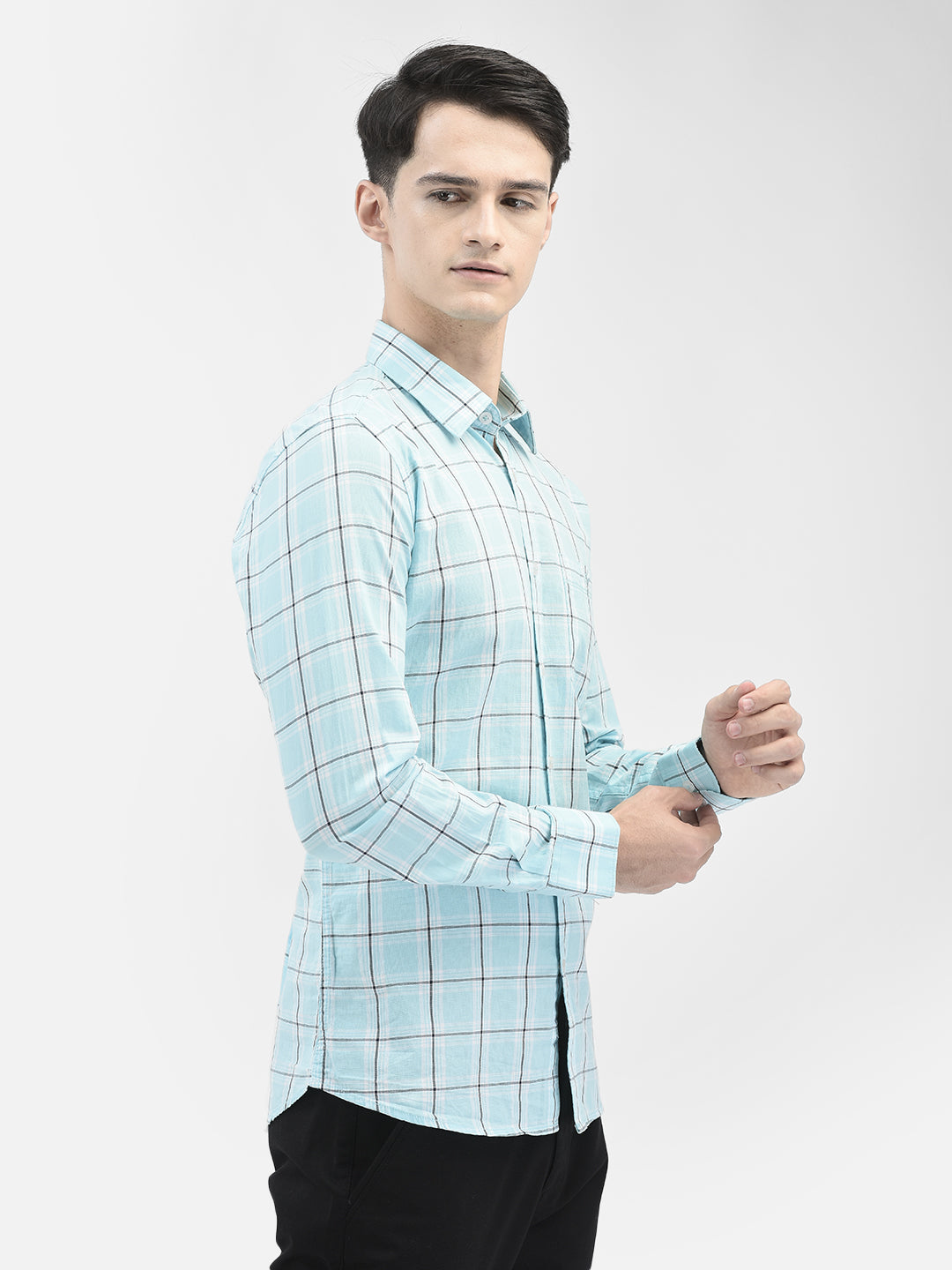 Blue Checked Shirt-Men Shirts-Crimsoune Club