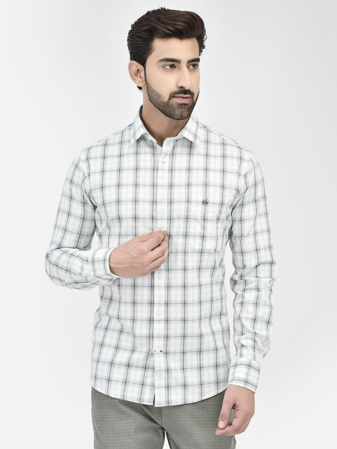 White Checked Shirt.-Men Shirts-Crimsoune Club