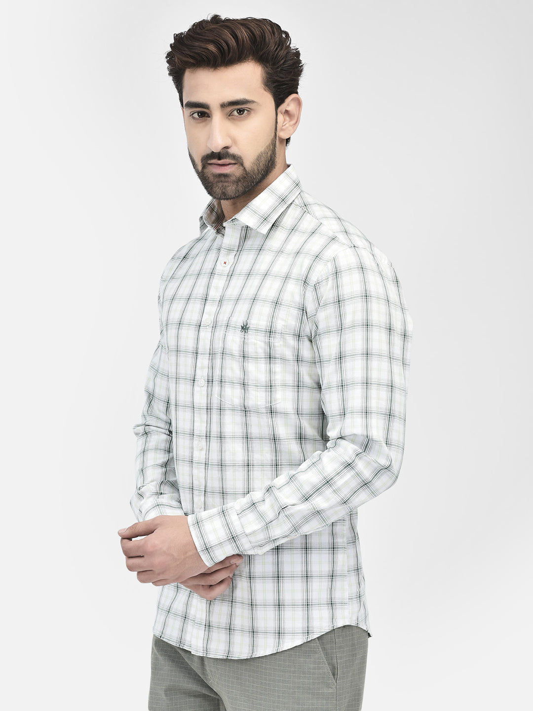 White Checked Shirt.-Men Shirts-Crimsoune Club