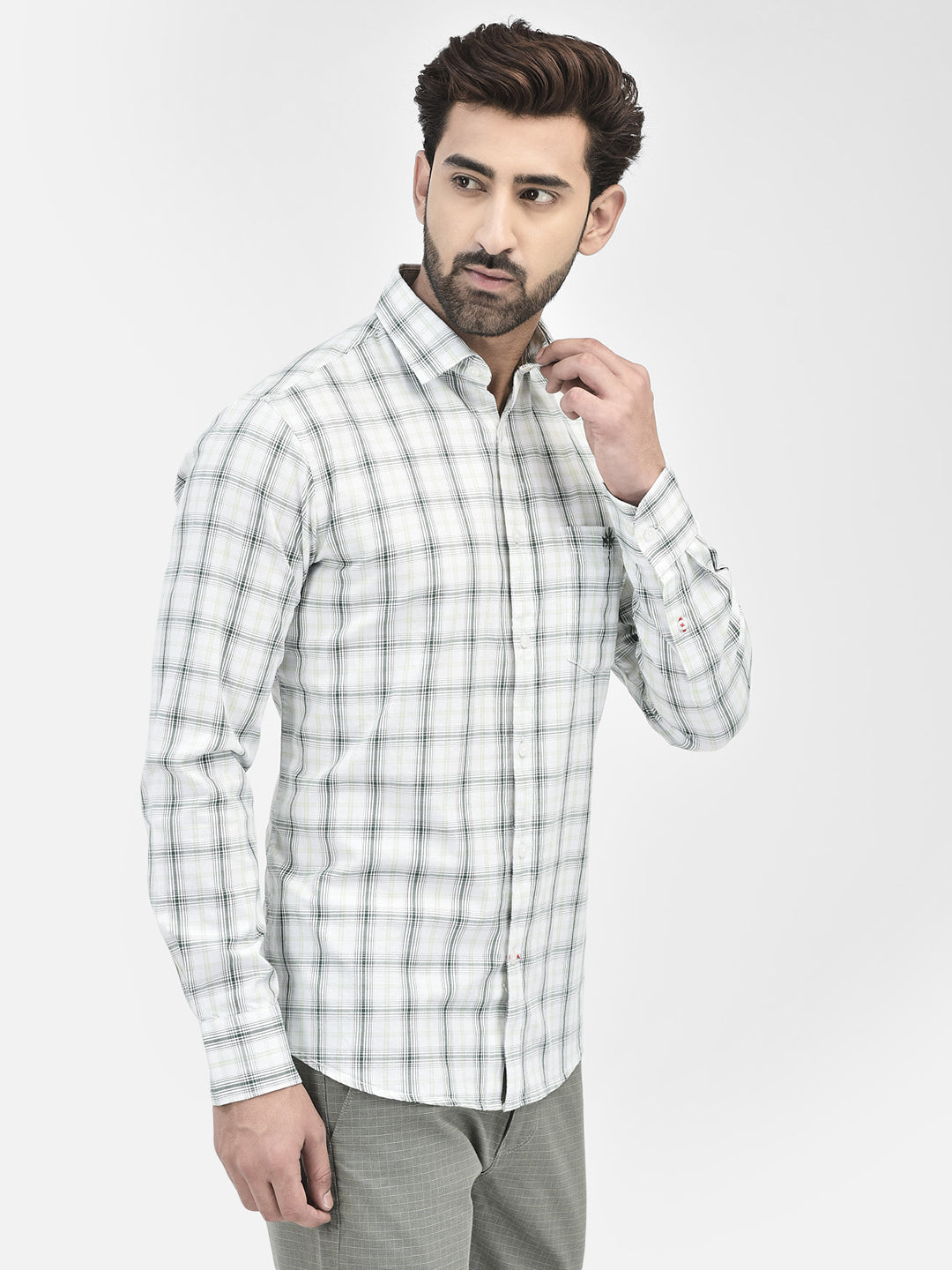 White Checked Shirt.-Men Shirts-Crimsoune Club