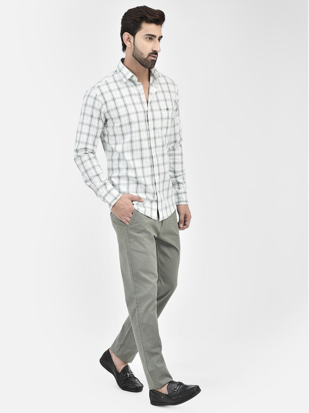 White Checked Shirt.-Men Shirts-Crimsoune Club