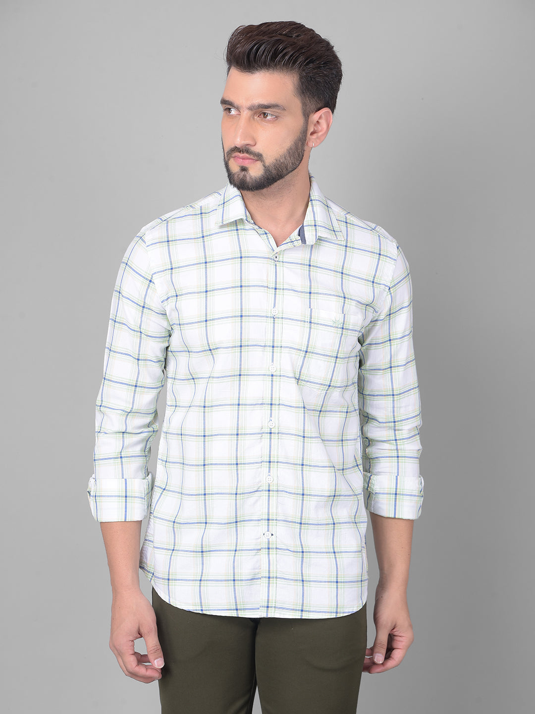 White Checked Shirt-Men Shirts-Crimsoune Club