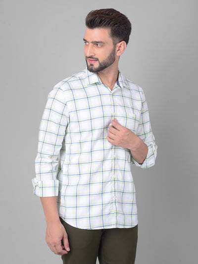 White Checked Shirt-Men Shirts-Crimsoune Club