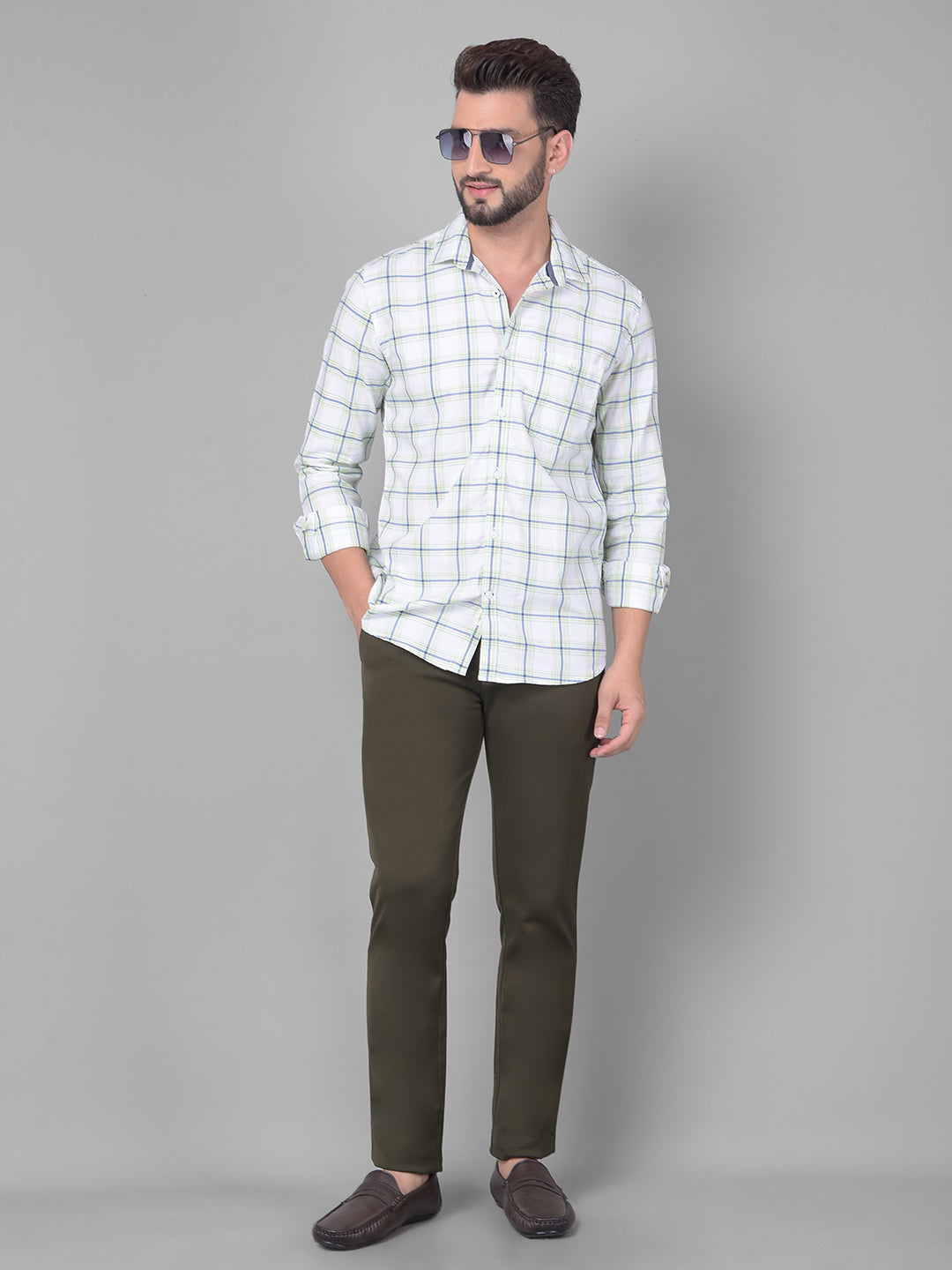 White Checked Shirt-Men Shirts-Crimsoune Club