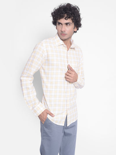 Orange Checked Shirt-Men Shirts-Crimsoune Club