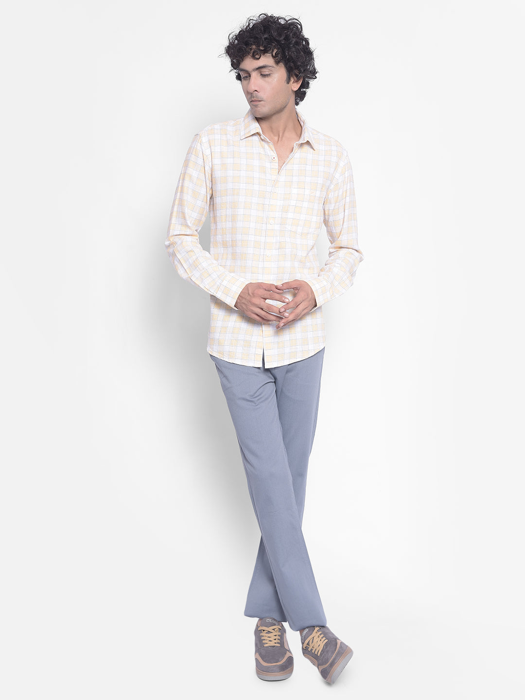 Orange Checked Shirt-Men Shirts-Crimsoune Club