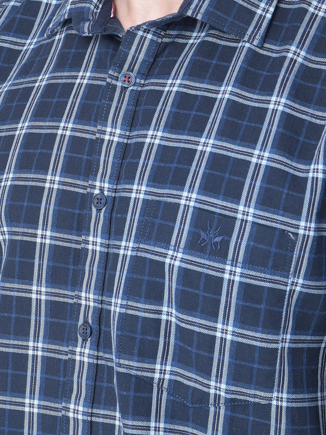 Navy Blue Checked Shirt-Men Shirts-Crimsoune Club