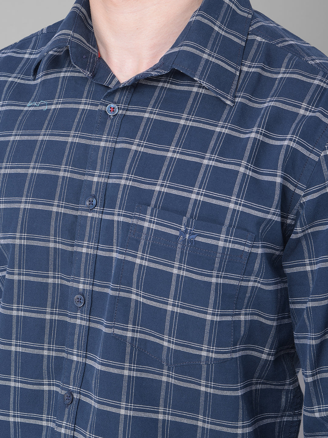 Navy Blue Checked Shirt-Men Shirts-Crimsoune Club