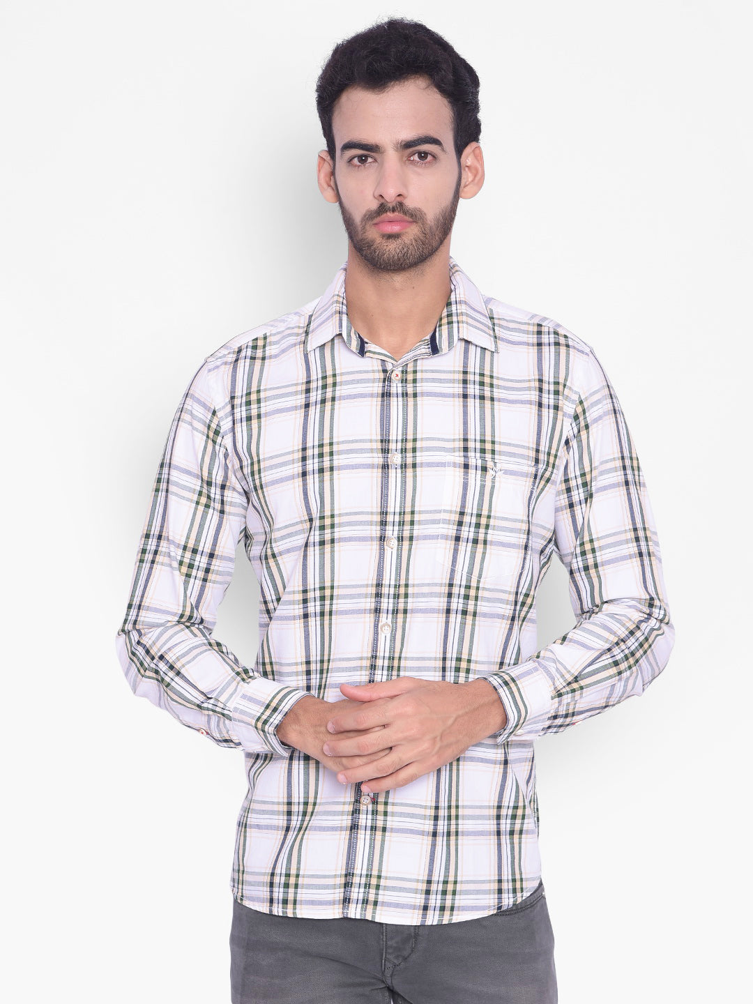 White Checked Shirt-Mens Shirts-Crimsoune Club