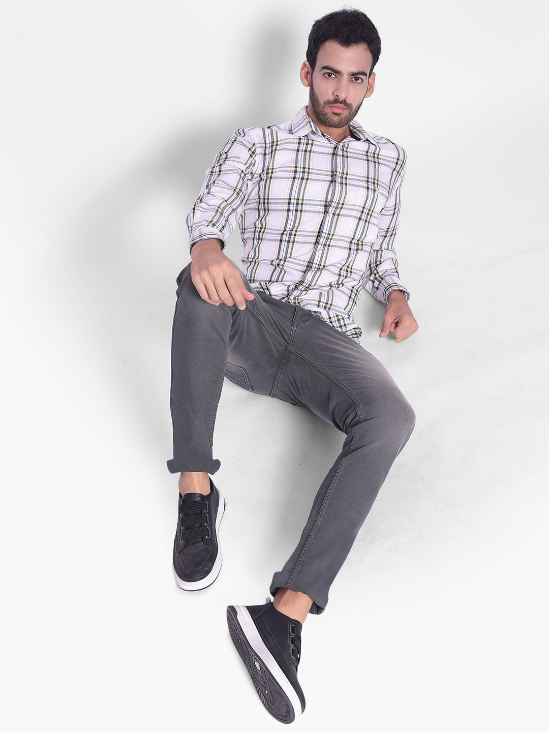 White Checked Shirt-Mens Shirts-Crimsoune Club