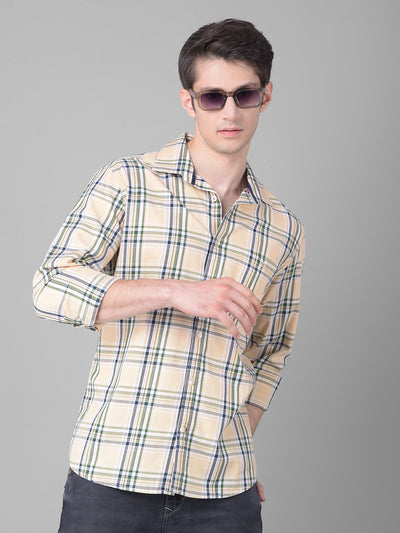 Peach Checked Shirt-Men Shirts-Crimsoune Club