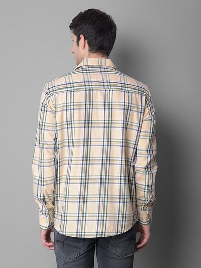 Peach Checked Shirt-Men Shirts-Crimsoune Club