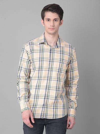 Peach Checked Shirt-Men Shirts-Crimsoune Club