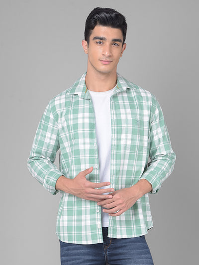 Green Checked Shirt-Men Shirts-Crimsoune Club