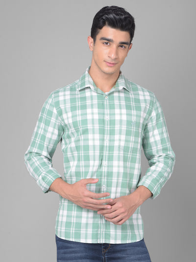 Green Checked Shirt-Men Shirts-Crimsoune Club