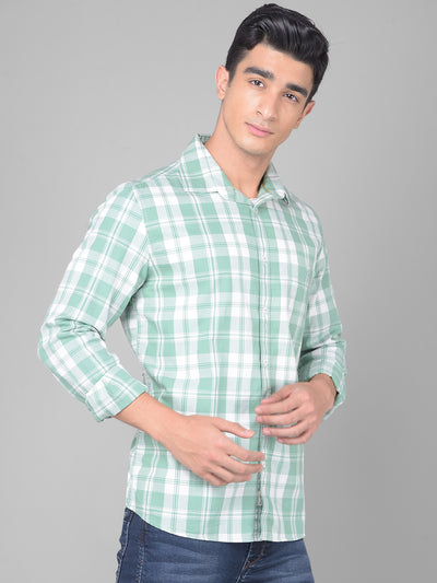 Green Checked Shirt-Men Shirts-Crimsoune Club