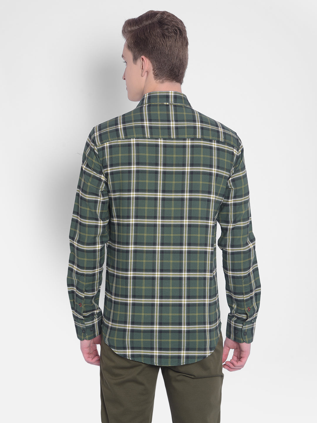 Green Checked Shirt-Men Shirts-Crimsoune Club